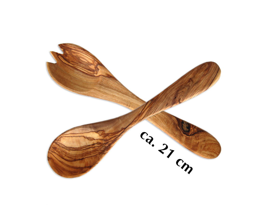 Salatbesteck KLEIN 21 cm aus Olivenholz