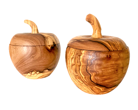 Apfel-Dose aus Holz – dekorativ &amp; vielseitig – ca. Ø9 cm – Salzschippchen