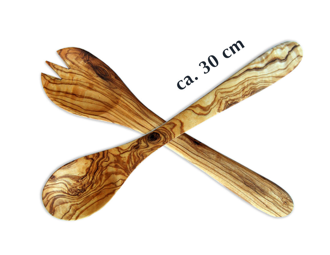 Salatbesteck KLEIN 21 cm aus Olivenholz